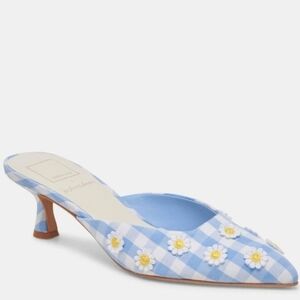 💙🔹️DOLCE VITA🔹️ Lilou Heels X For Love and Lemons Gingham Blue Size 7.5